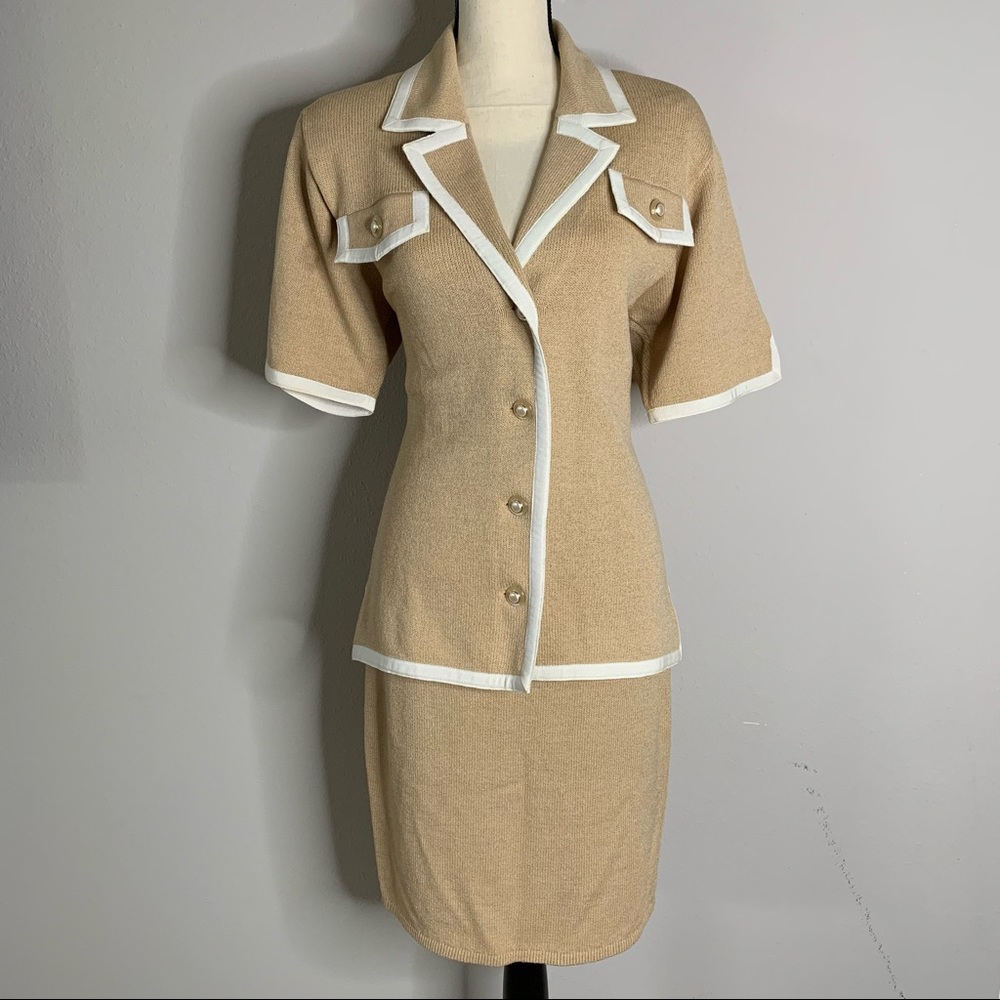 ST. JOHN Vintage 80s Two Piece Skirt Set